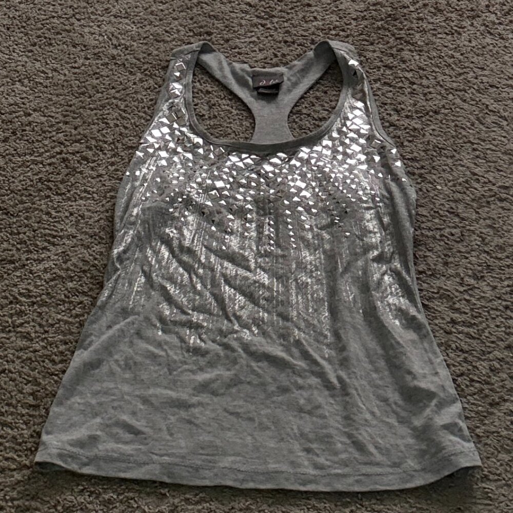 Gray Silver Sequined Tank Top